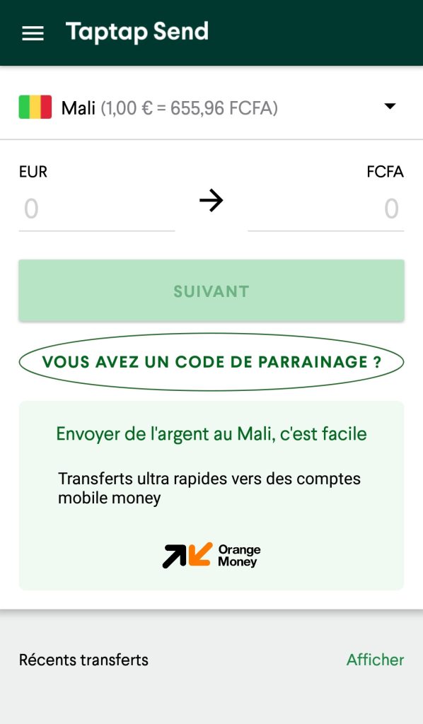 taptap send code 20€